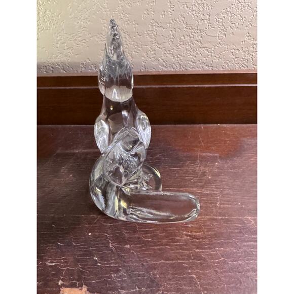 Vintage Clear Pressed Glass Rooster Figurine 8” Tall Round Base Chip on Rim - Picture 5 of 10